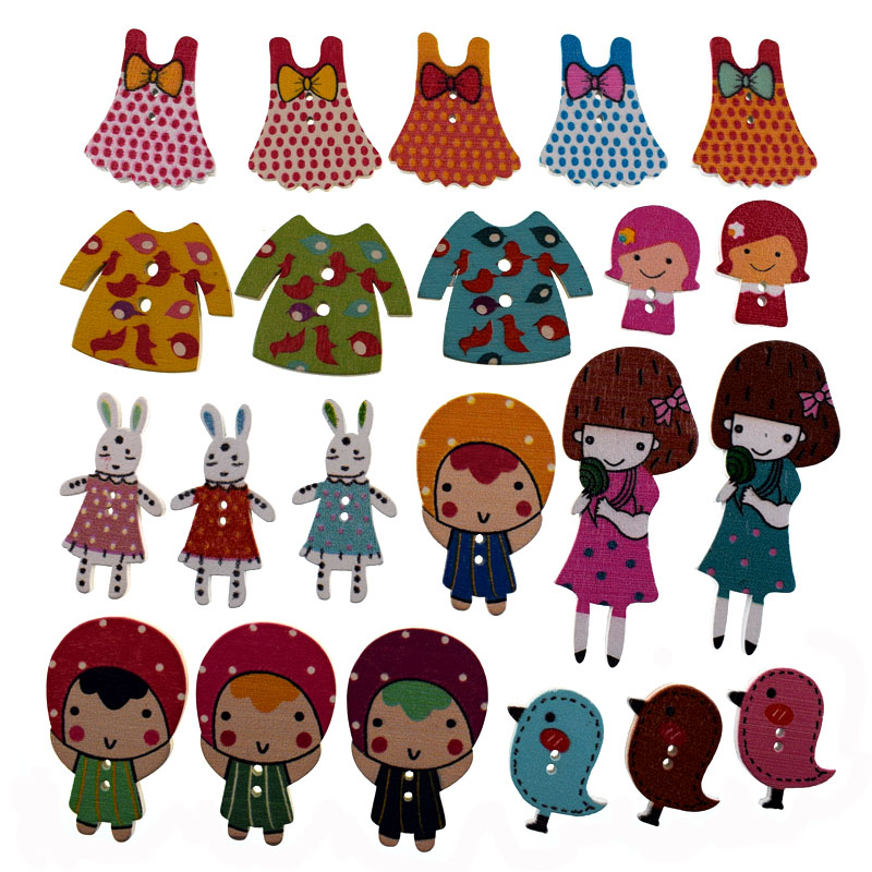 Baby Clothing Sewing - 10/20pcs Mixed animals 2 Hole Wooden