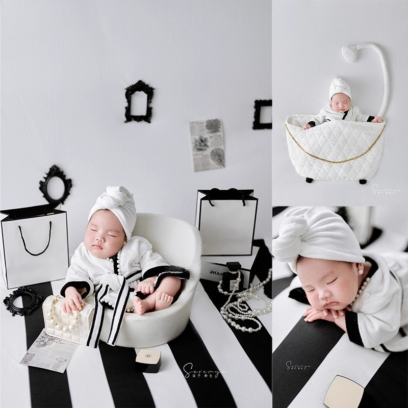 Baby Clothing Kit - Newborn Photography Clothing Set White Bathrobe