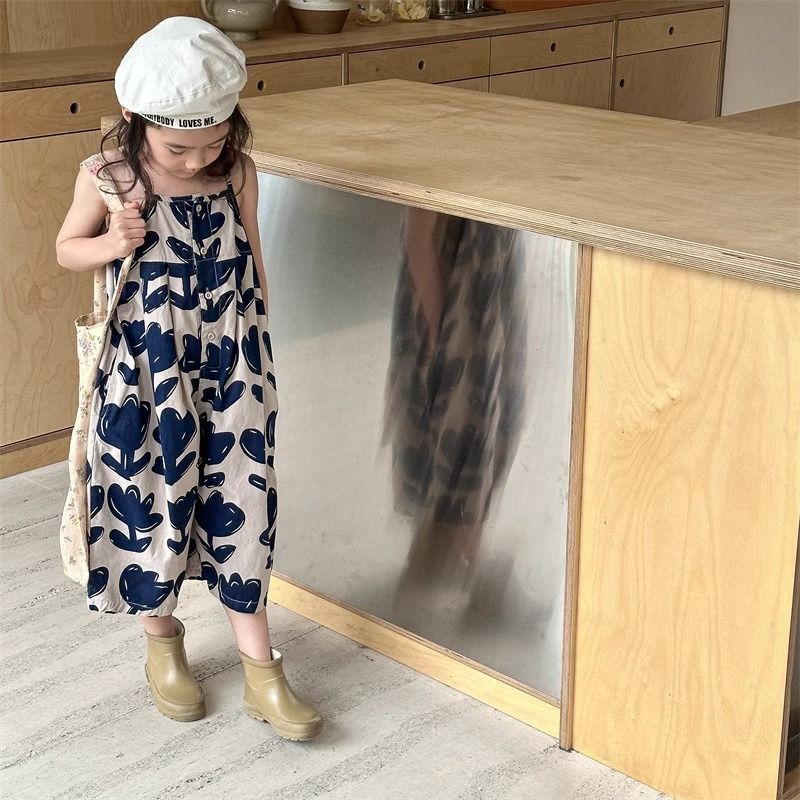 Baby Clothing For Summer - Checkered jumpsuit printing College style trousers