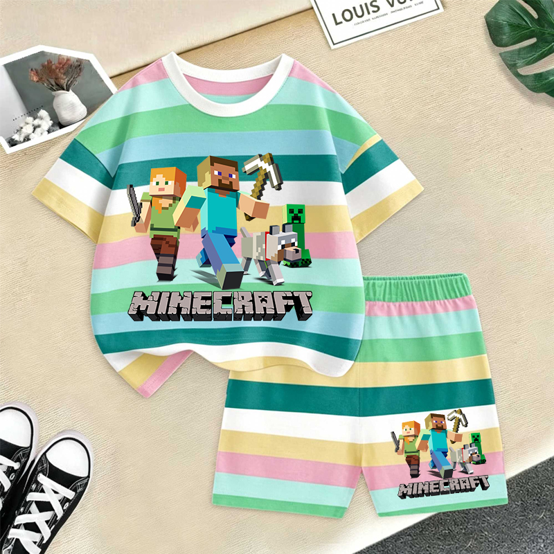 Minecrafted Girl boy Summer T  - đánh giá và giá Baby Clothing Accessories