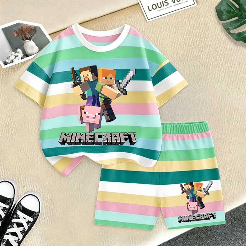 Minecrafted Girl boy Summer T  - đánh giá và giá Baby Clothing Accessories
