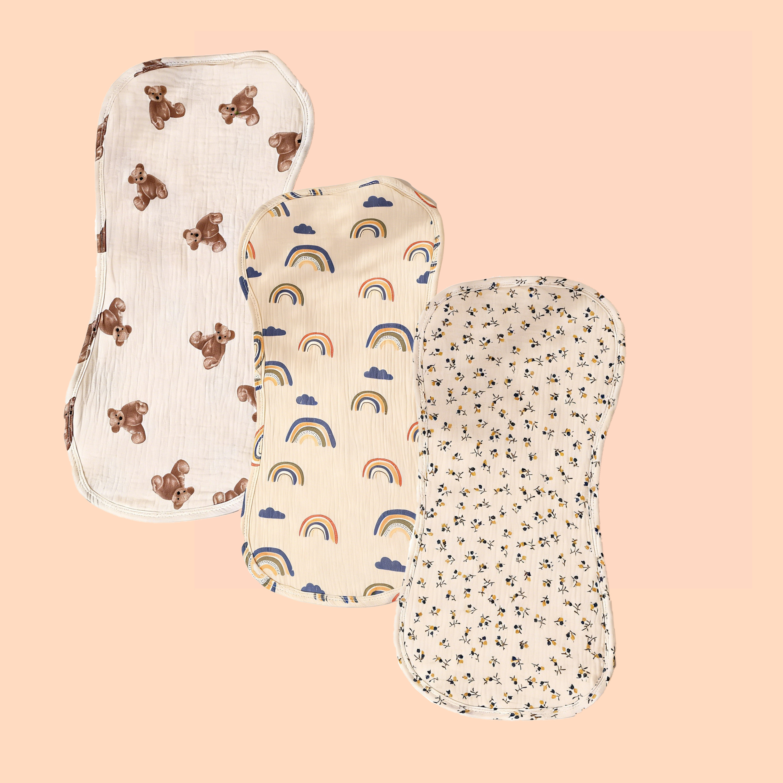 3 Pack 6 Layer Cotton Muslin B - đánh giá và giá Printed Bibs Pack