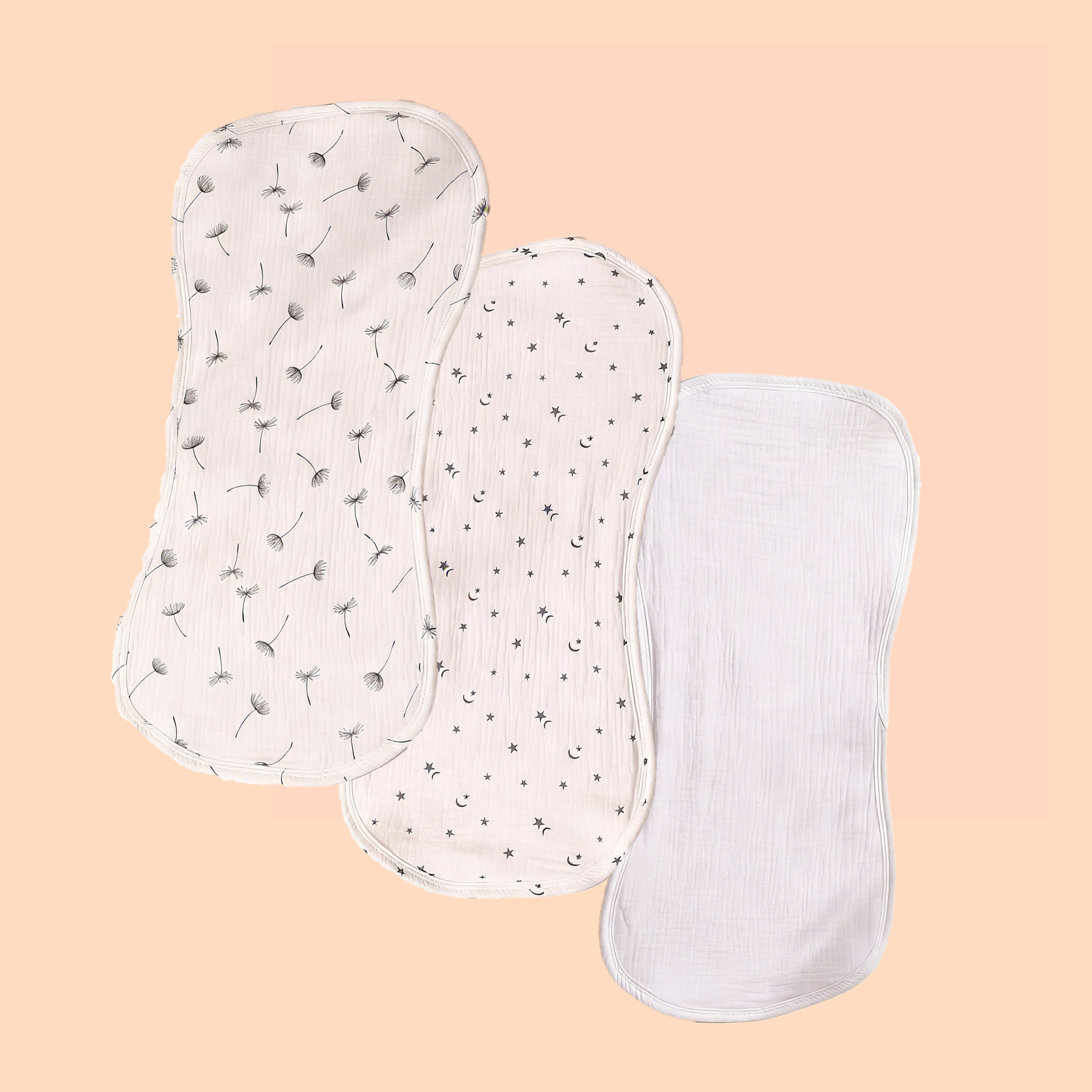 3 Pack 6 Layer Cotton Muslin B - đánh giá và giá Printed Bibs Pack