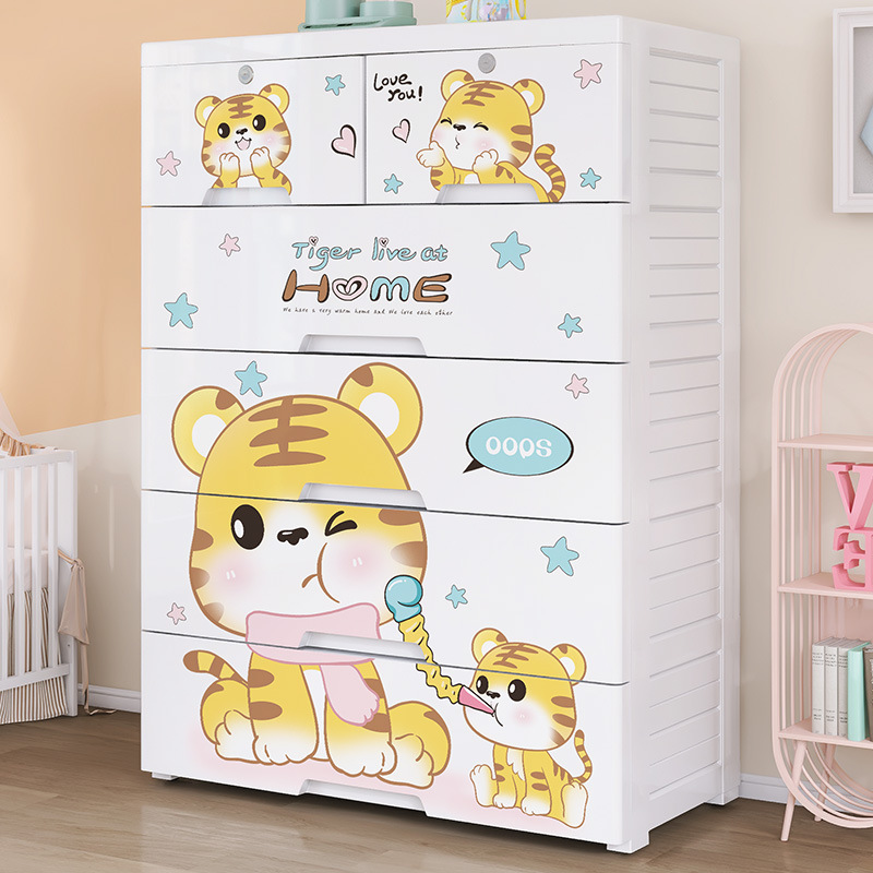 Thickened plastic five-bucket  - đánh giá và giá Baby Clothing Cupboard